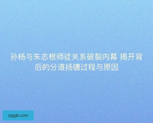 孙杨与朱志根师徒关系破裂内幕 揭开背后的分道扬镳过程与原因 孙杨与朱志根师徒关系破裂内幕 揭开背后的分道扬镳过程与原因